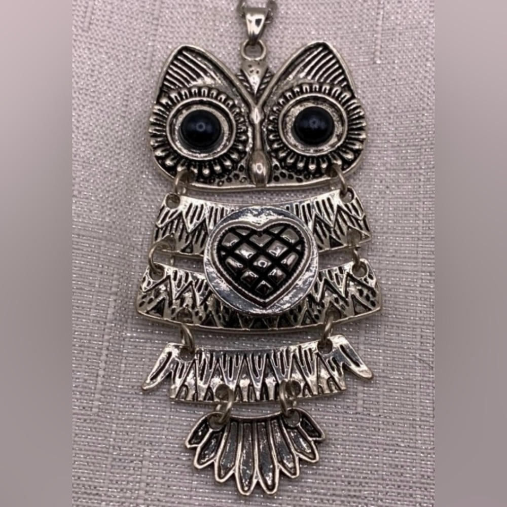 Articulating Owl Snap Button Necklace with 1 Ginger Snaps & Co. Charm
